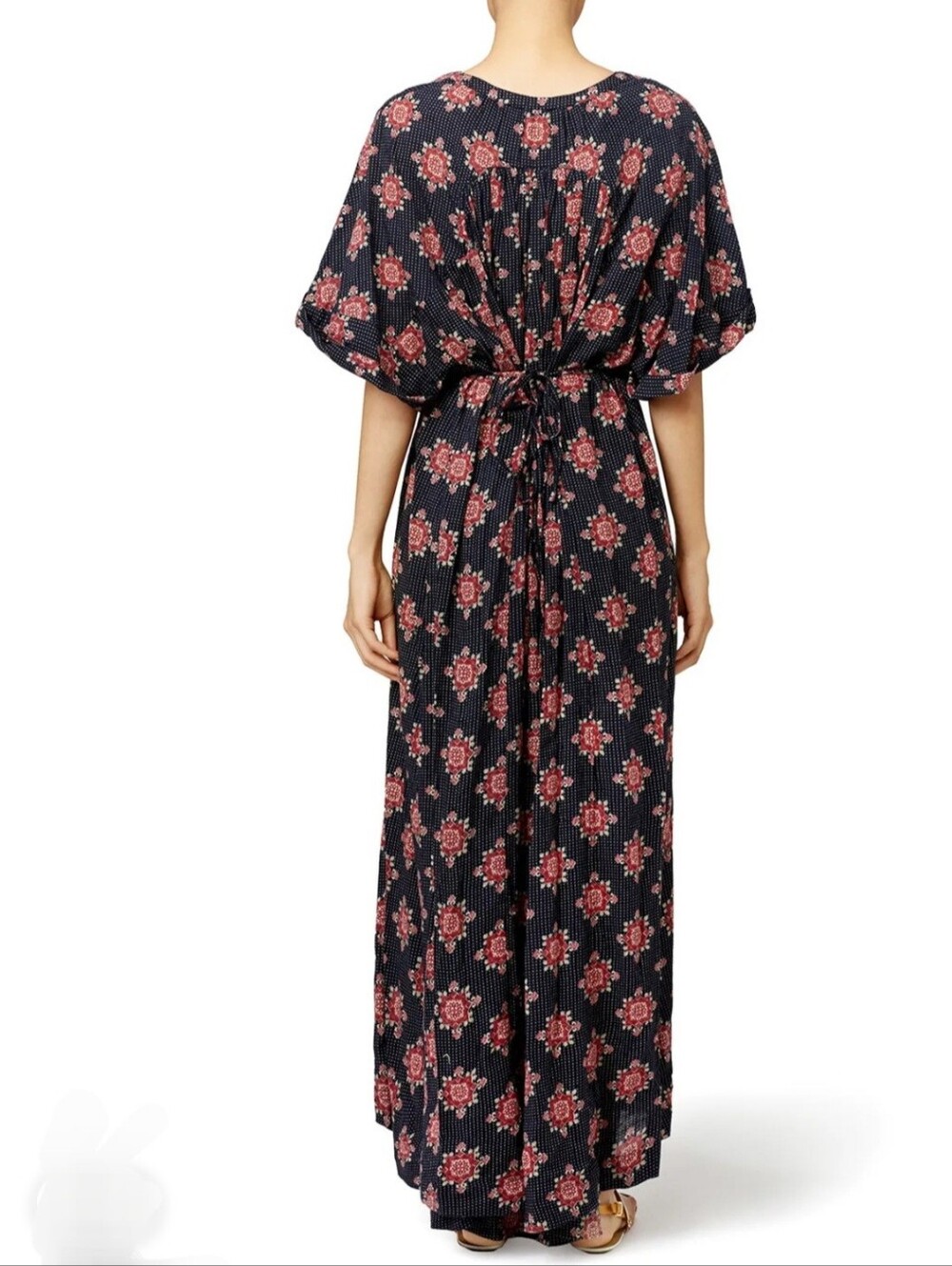 Free People Oasis Maxi Dress Boho V-Neck Short Kimono Sleeve Pockets Festival S - Picture 3 of 10